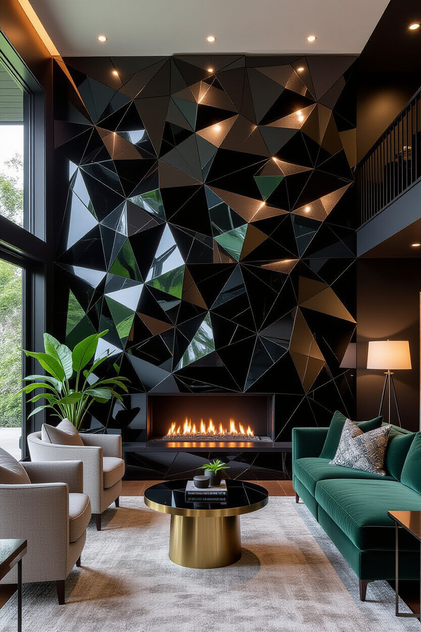 Bold Black Accent Wall Living Room