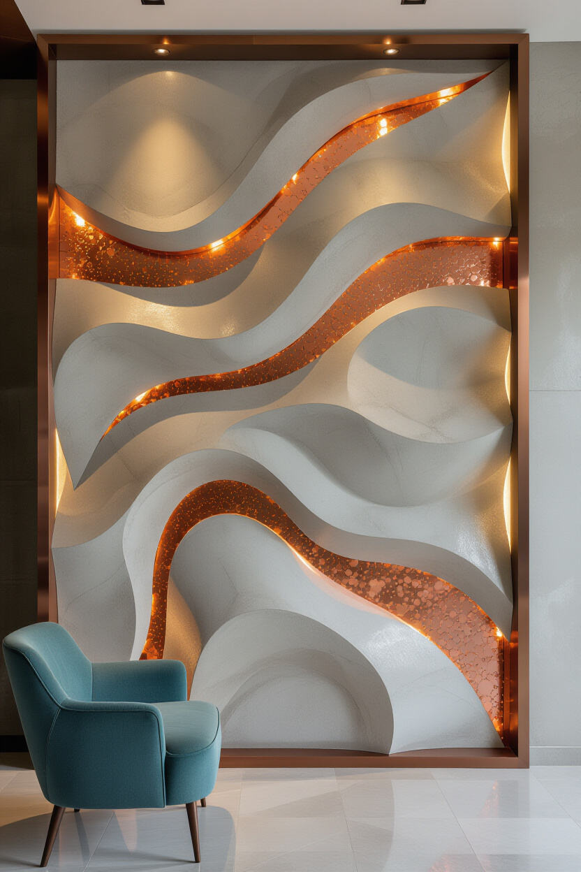 Bold Orange Living Room Accent Wall