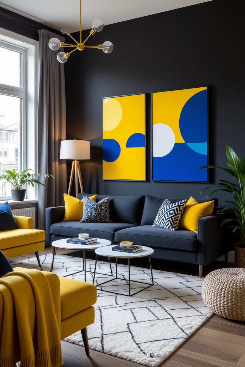 Bold Statements: Incorporating Pops of Color in a Black and White Living Room