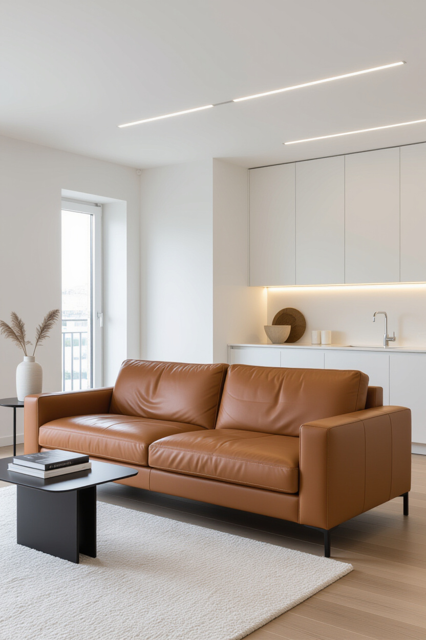 Brown Leather Couch Living Room Decor Modern: Sleek & Stylish Designs