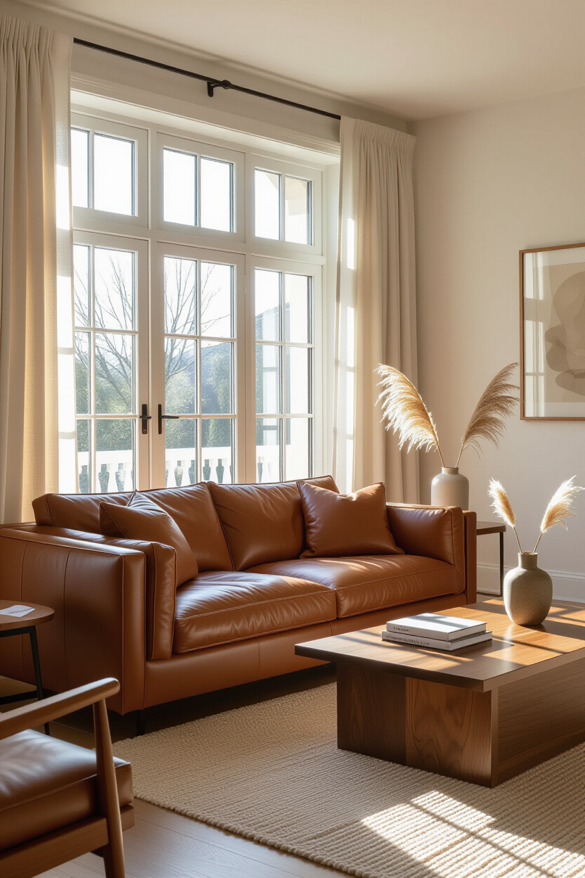 Brown Leather Couch Living Room Decor: Setting a Warm & Inviting Tone