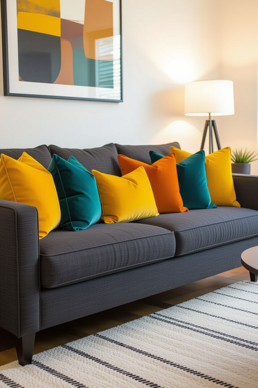 Charcoal Couch Pillow Ideas: Complementary Colors