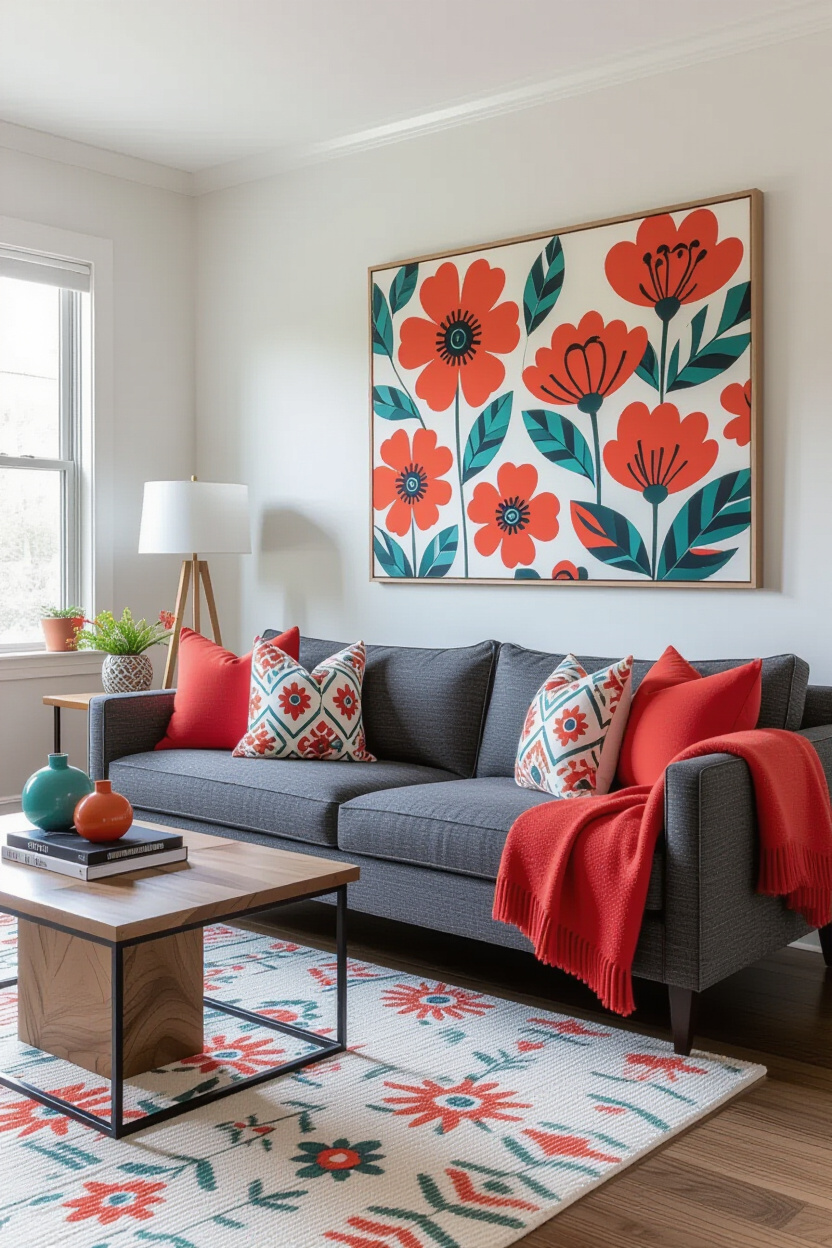 Charcoal Couch Styling Color Schemes: Vibrant Accents