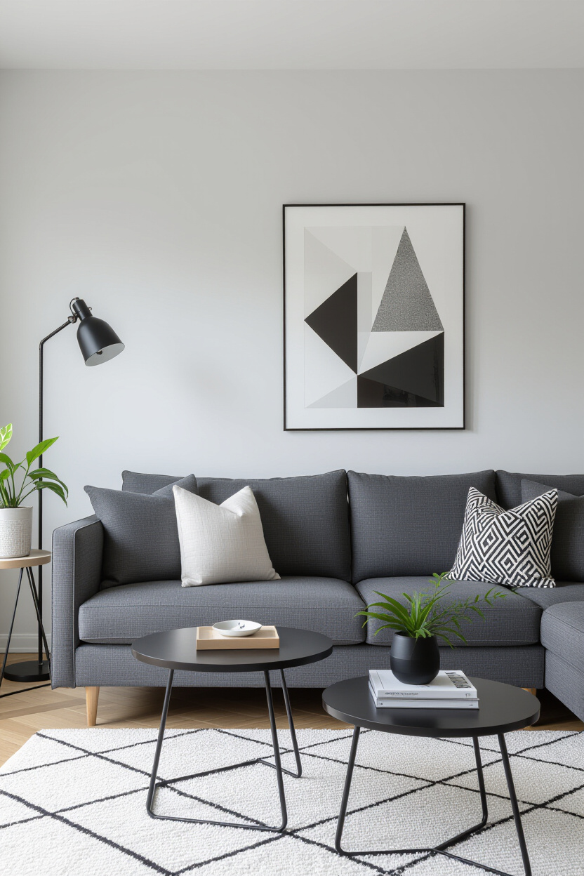 Charcoal Grey Couch Living Room Decor Modern: Sleek Lines