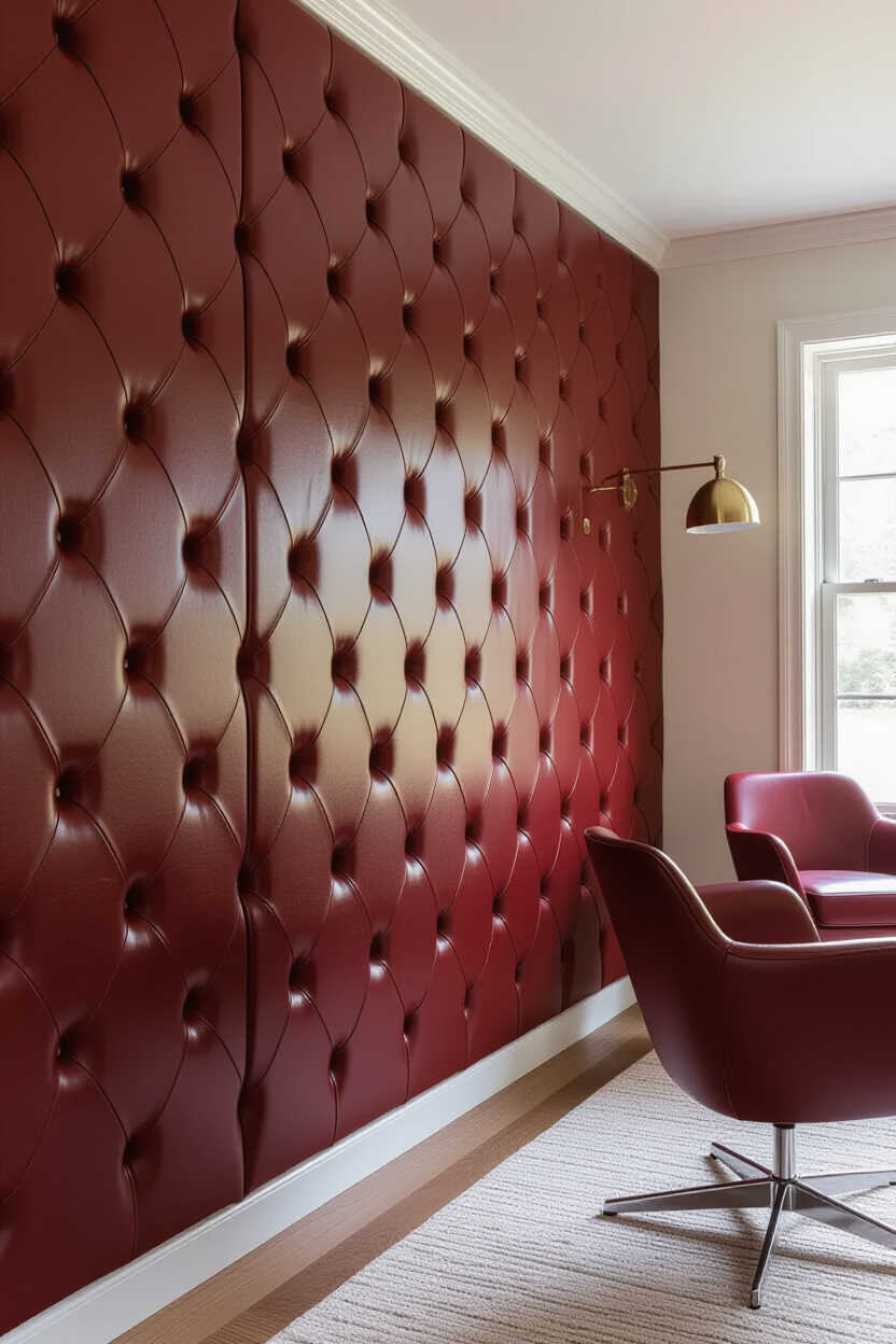 Chic Faux Leather Living Room Wall Paneling