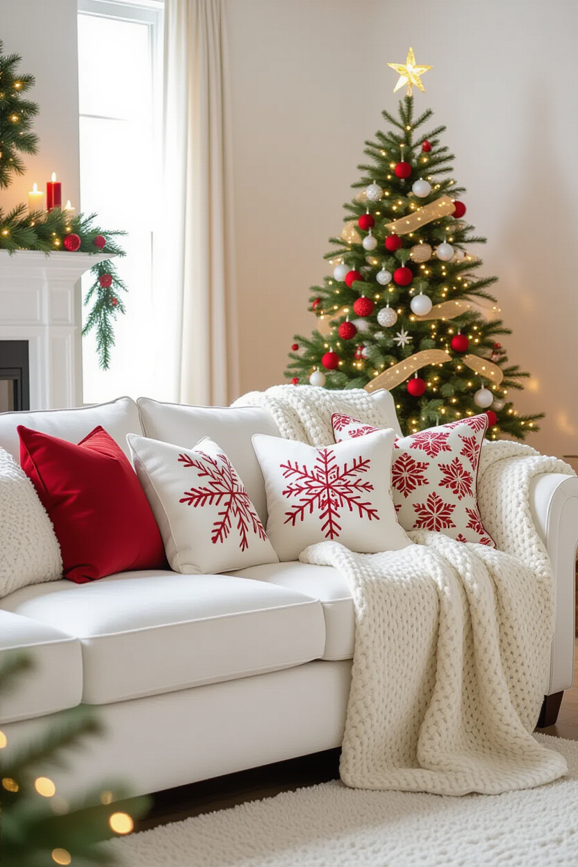 Christmas Decor Ideas for Living Room: Cozy White Couch Vibes