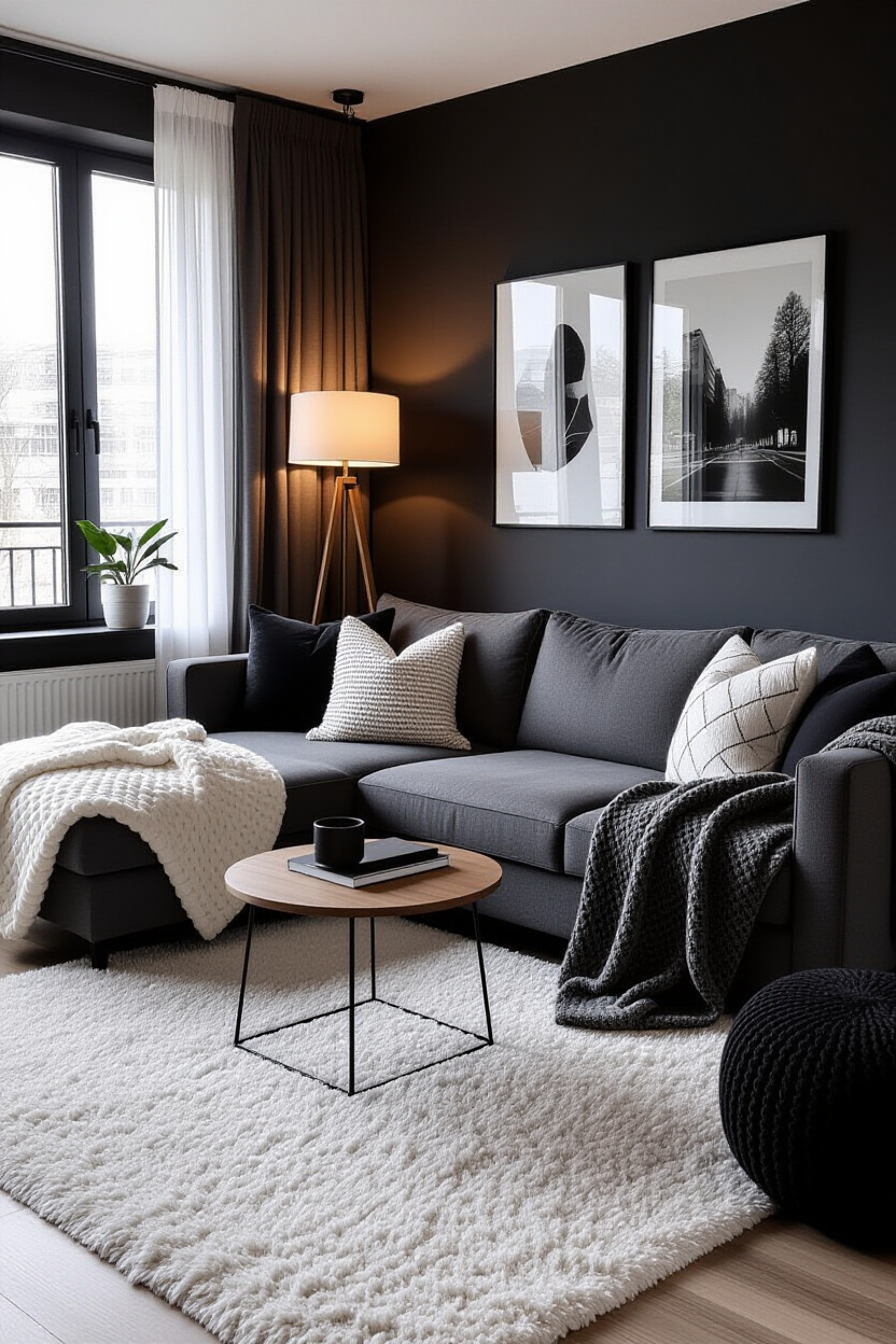 Cozy Comfort: Creating a Modern Black and White Living Room Aesthetic