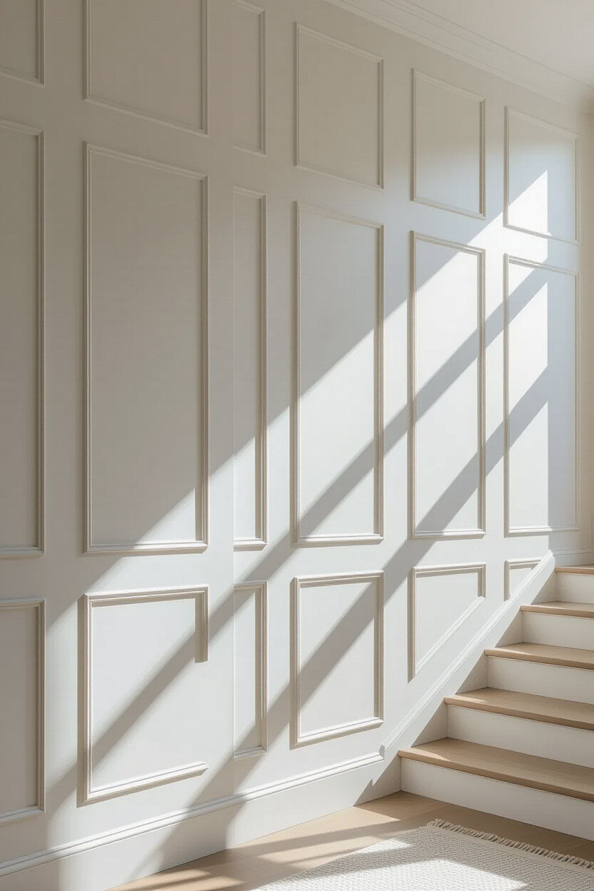 Crisp White Board and Batten Living Room Statement Wall