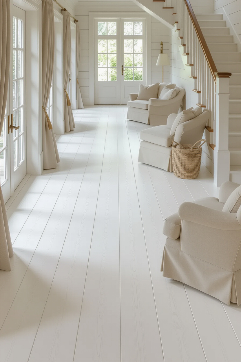 Crisp White Shiplap Living Room Wall Paneling