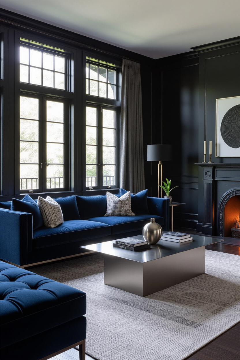 Dark Blue and Grey Living Room: A Sophisticated Palette for Your Couch