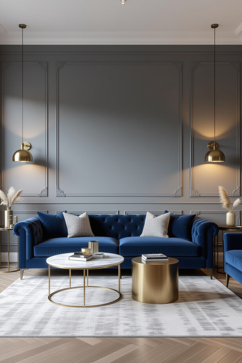 Dark Blue Couch Living Room Decor Ideas to Create Sophistication