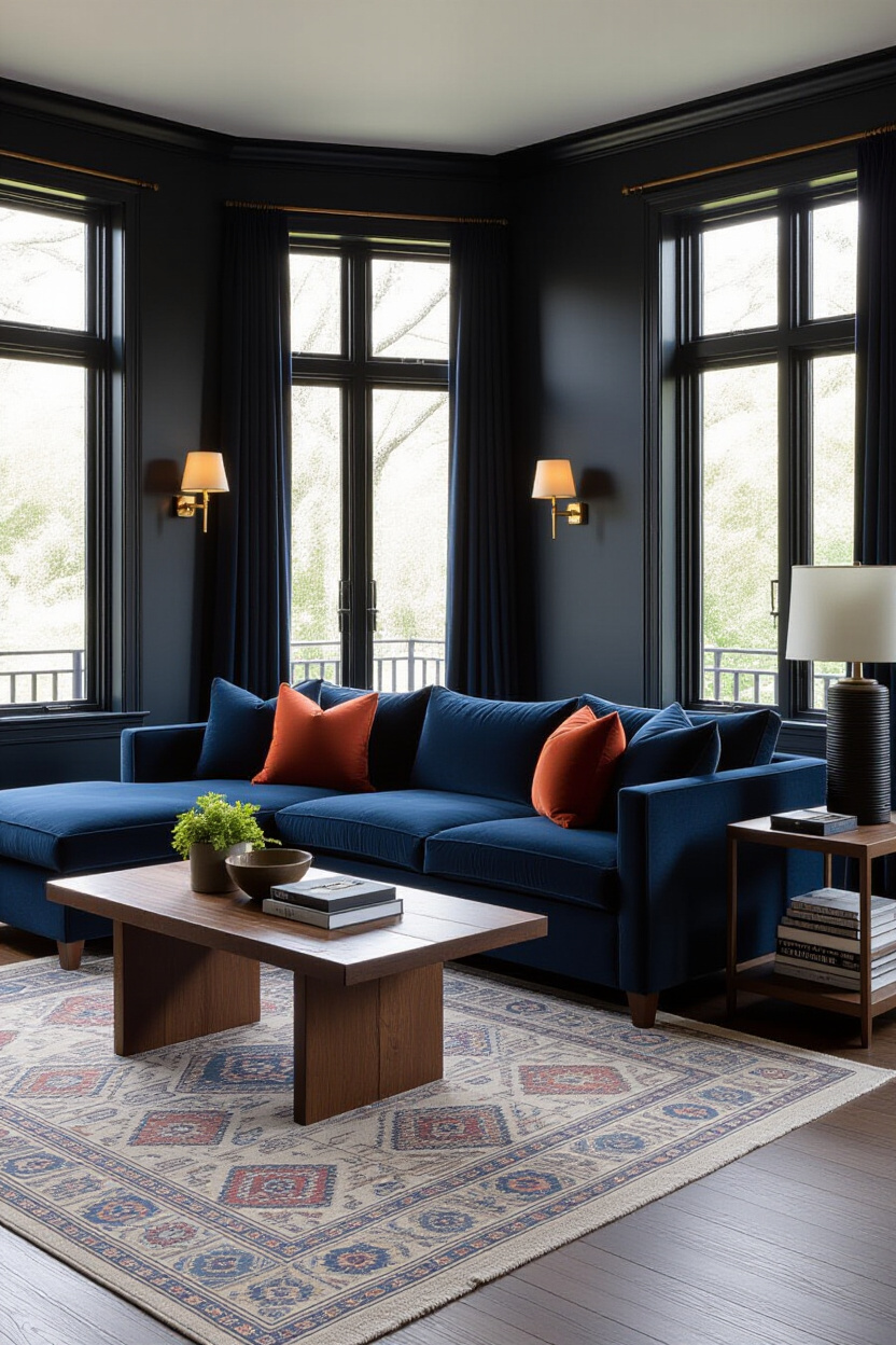 Dark Blue Sofa Living Room Decor: Creating Mood and Atmosphere