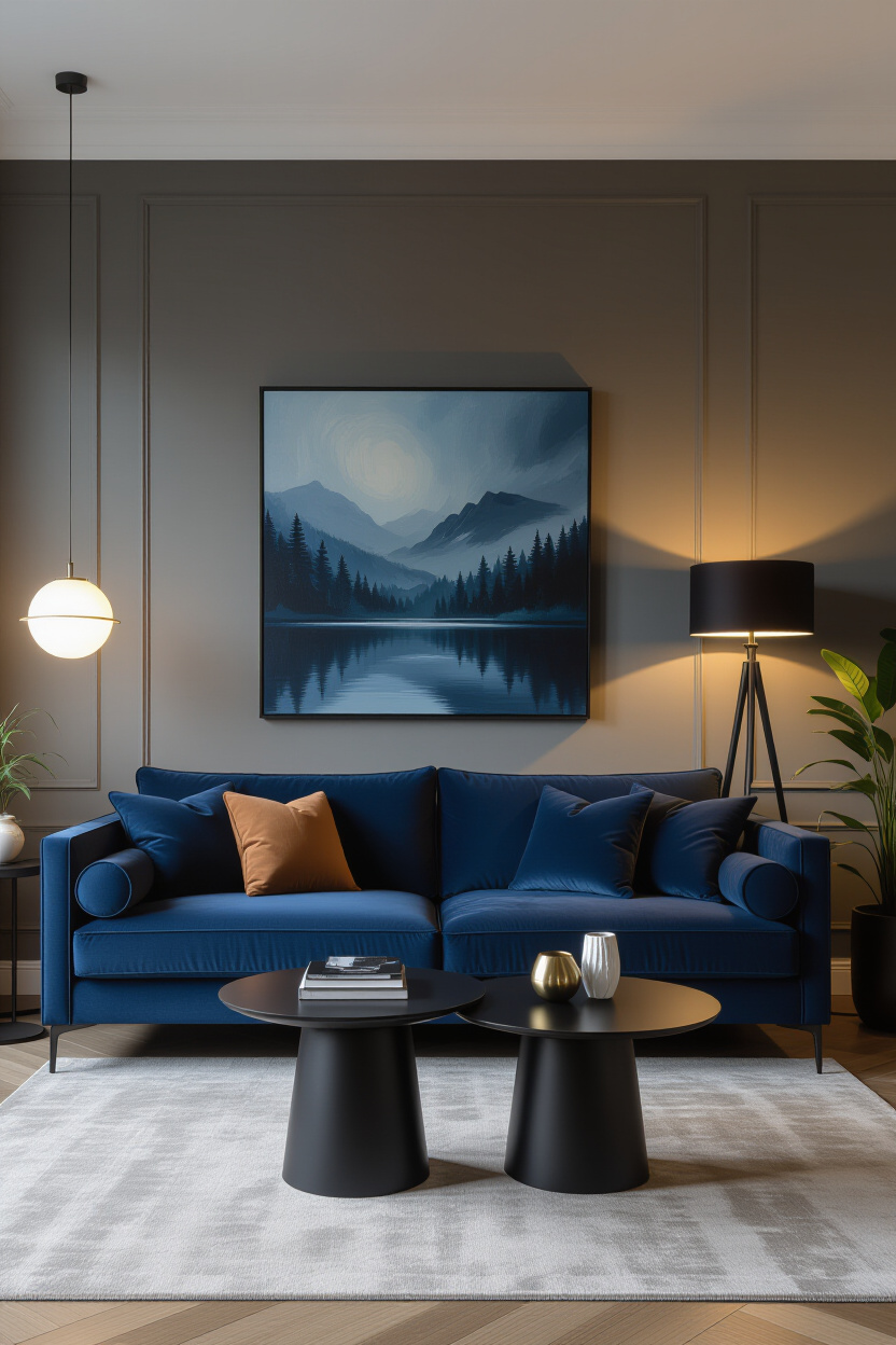 Dark Blue Sofa Living Room Ideas: Dramatic Ambiance in Your Space