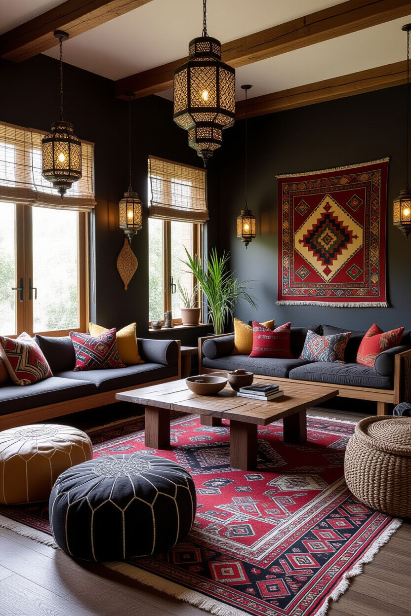 Dark Bohemian Decor Living Room: Global Touches