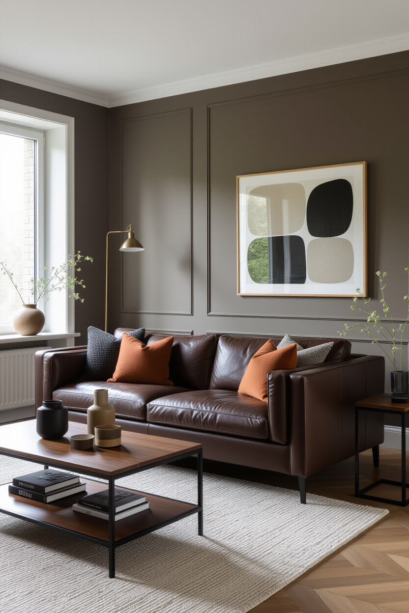 Dark Brown Leather Couch Living Room Color Palettes: Bold & Neutral Options