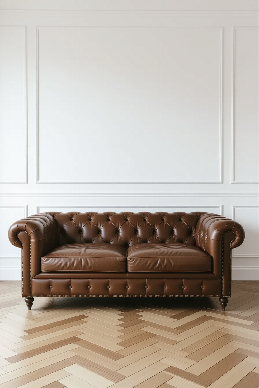 Dark Brown Leather Couch Living Room White Walls: A Classic Combination