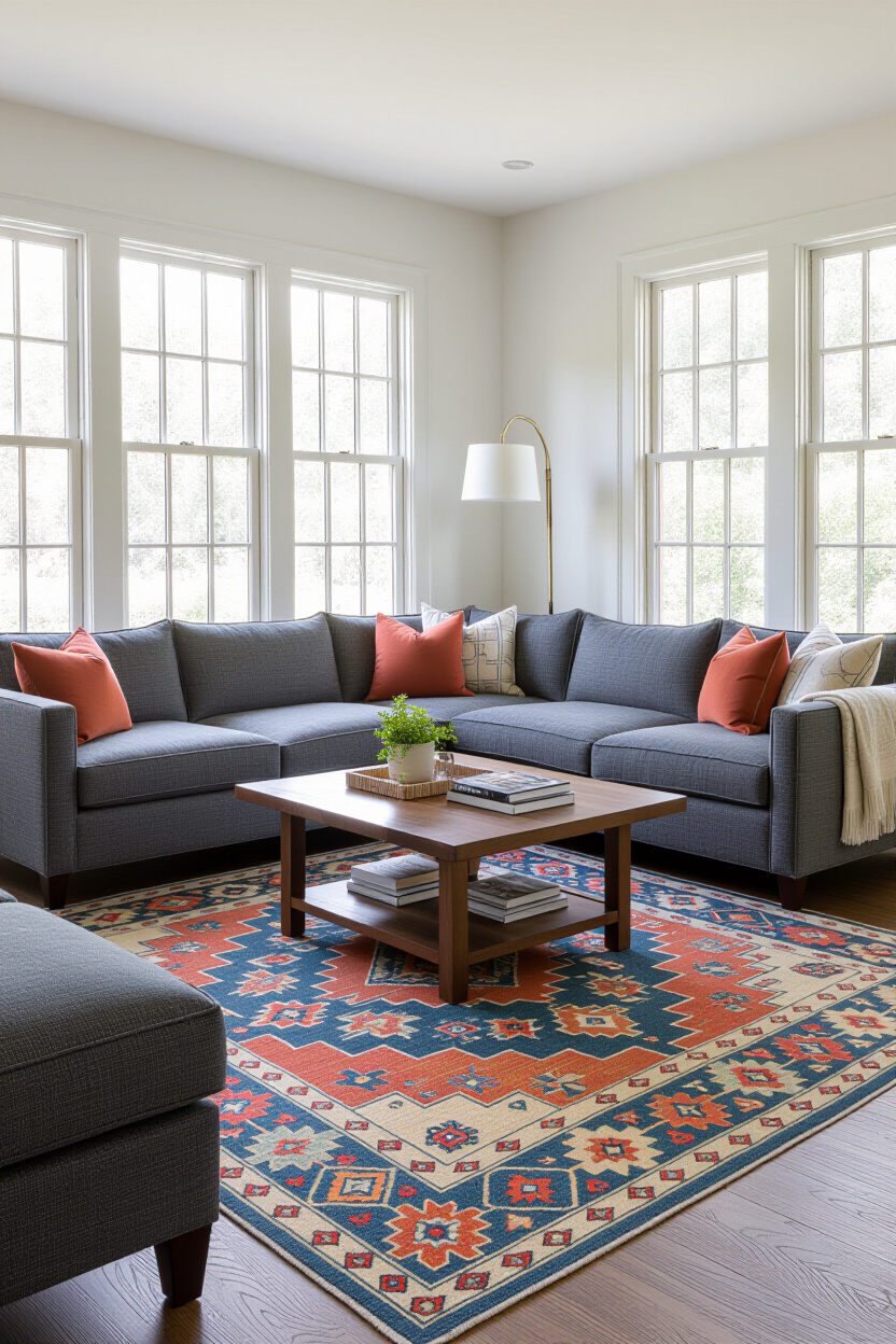 Dark Gray Sofa Living Room Ideas: High-Impact Rugs