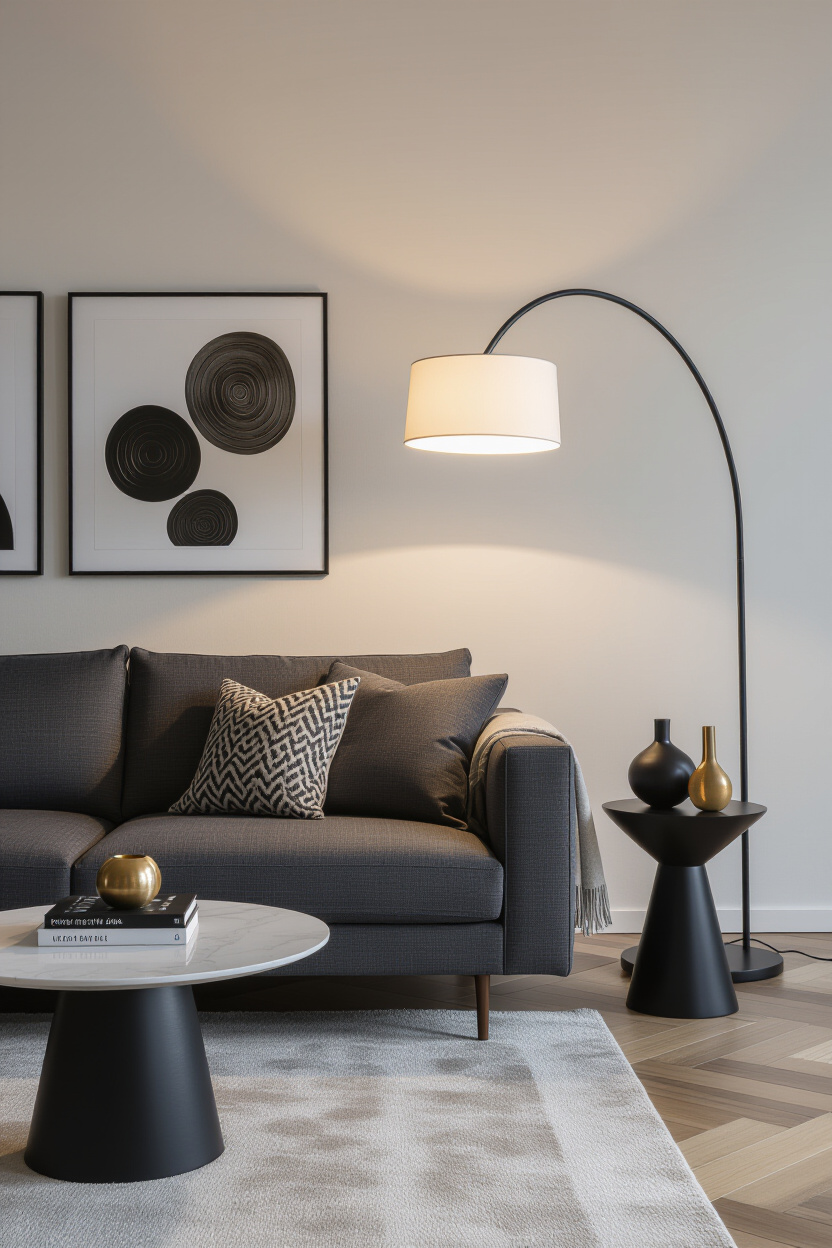Dark Grey Couch Living Room Decor: Trendy Accent Pieces