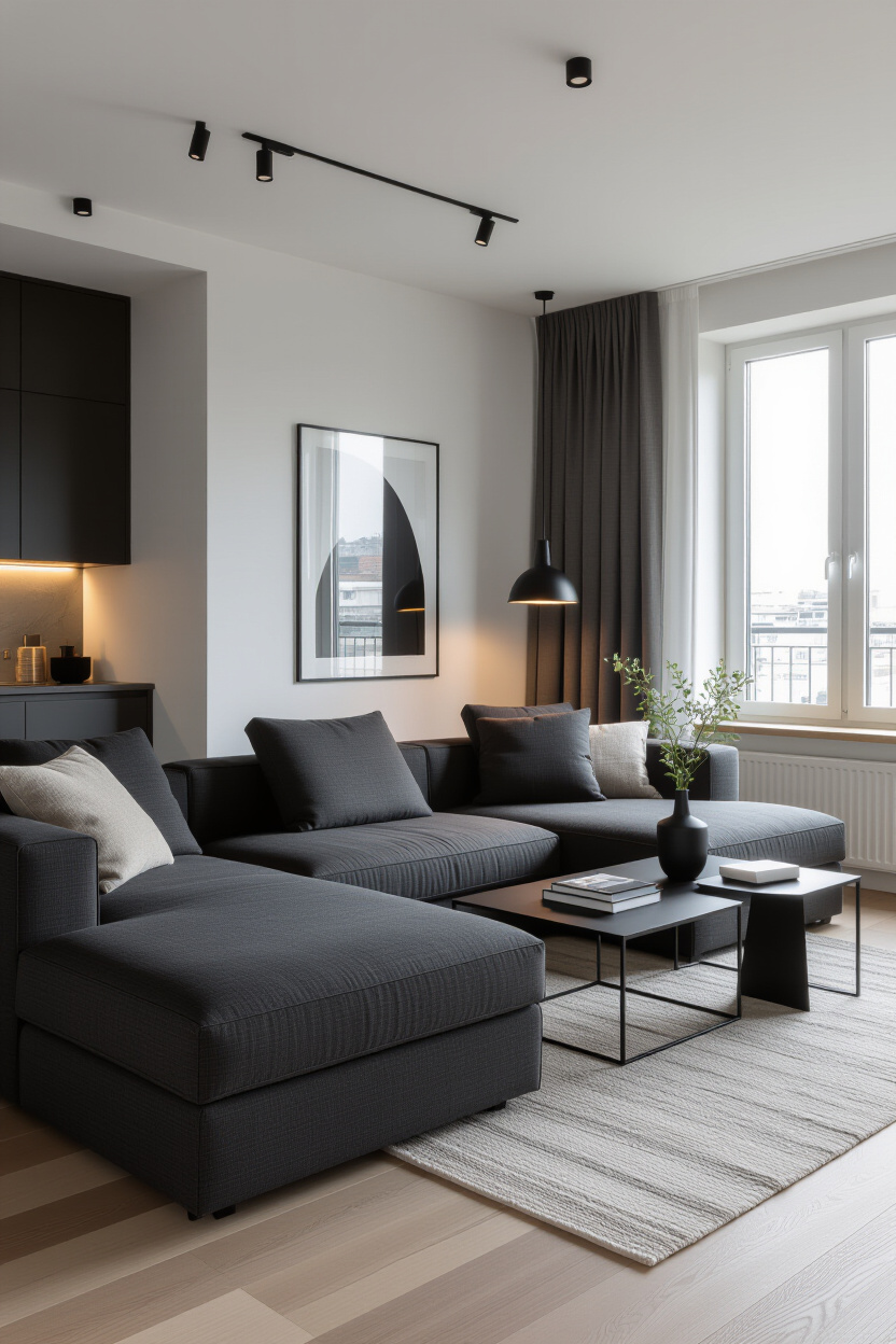Dark Grey Couch Styling: Achieving a Chic Apartment Vibe