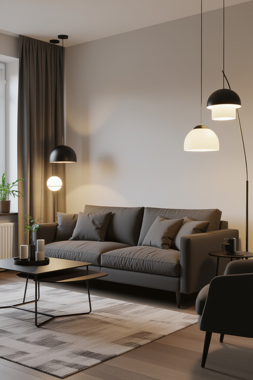 Dark Grey Sofa Styling: Trendy Lighting Solutions