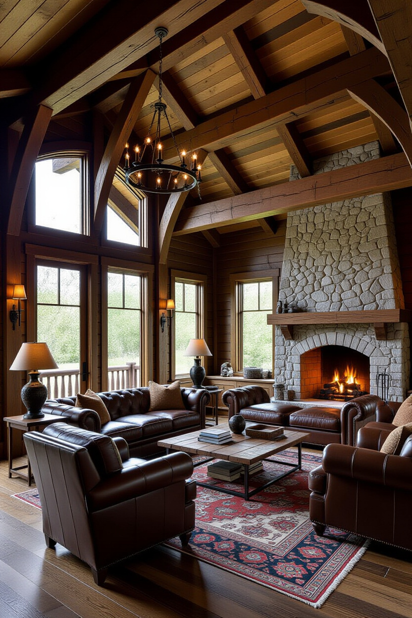 Dark Rustic Living Room: Combining Texture and Tone