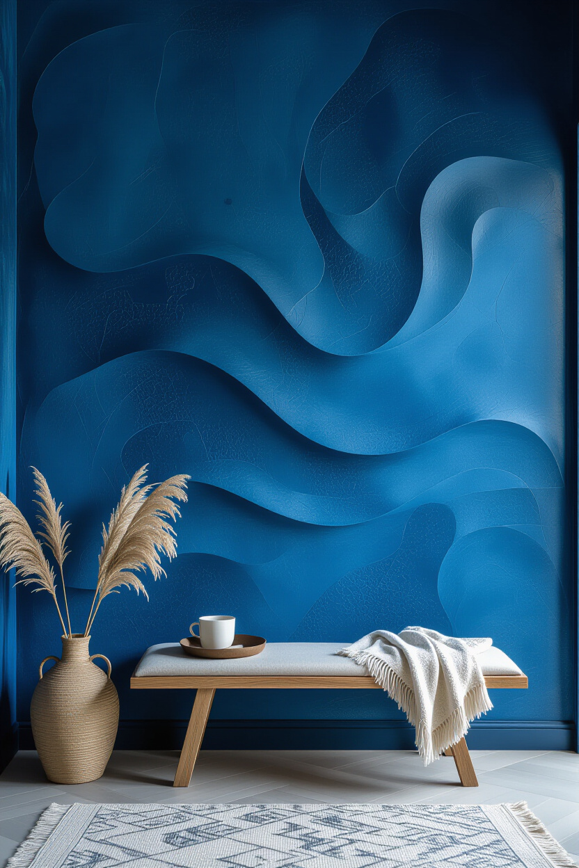 Deep Purple Living Room Accent Wall