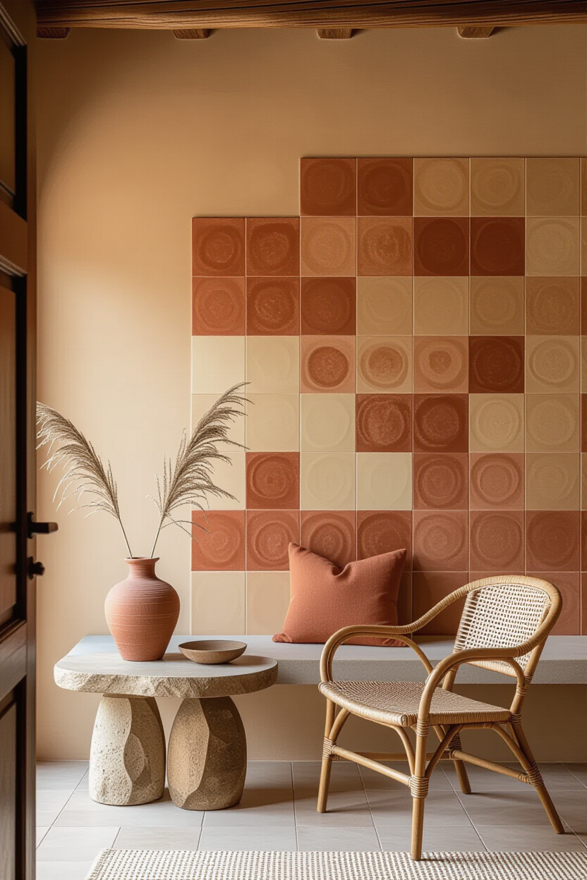 Earthy Terracotta Living Room Accent Wall