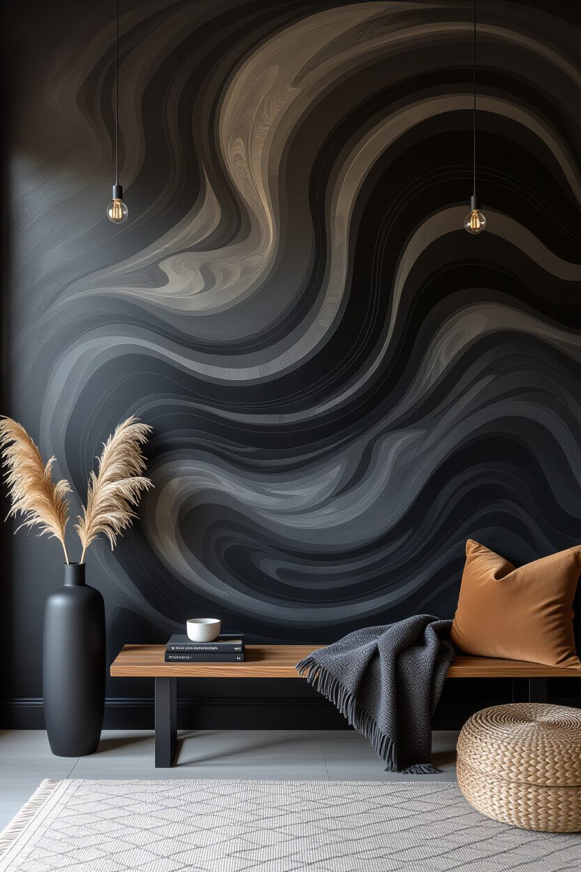 Elegant Black Accent Wall Living