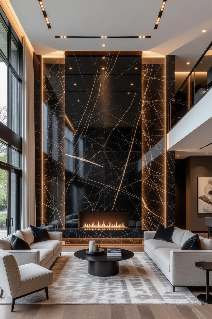 Fabulous Black Accent Wall Living