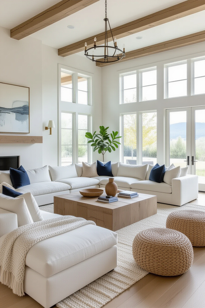 Family Room Design: Comfortable White Couch Ideas