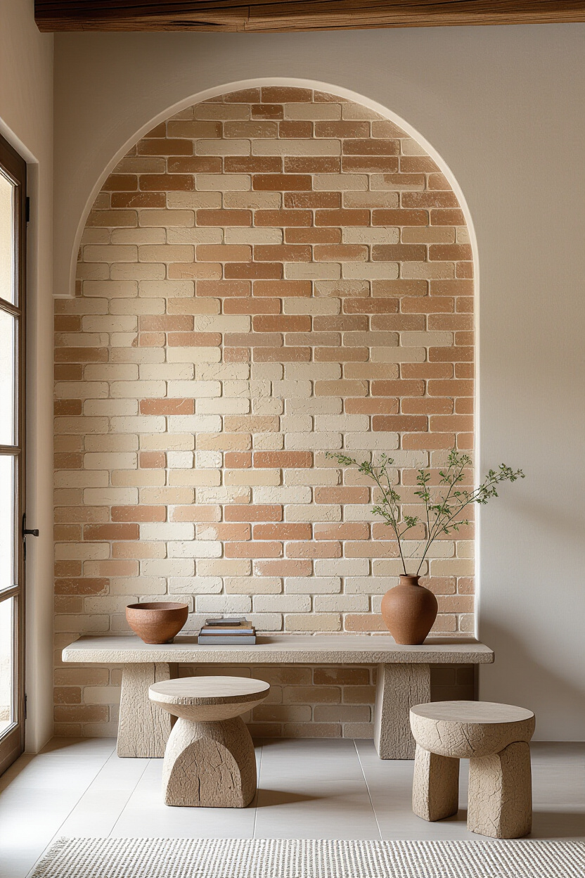Faux Brick Living Room Accent Wall