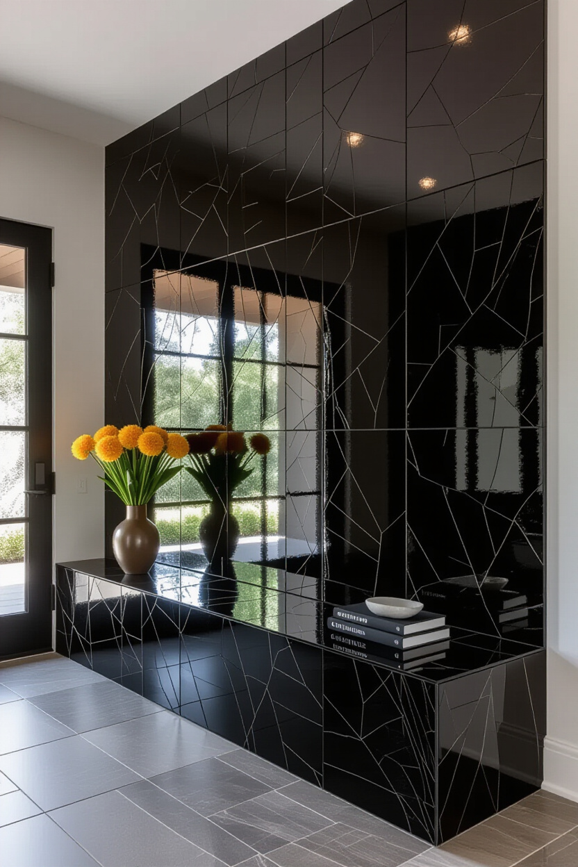 Glamorous Black Accent Wall Living