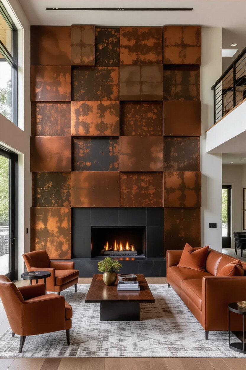 Industrial Metal Living Room Wall Paneling
