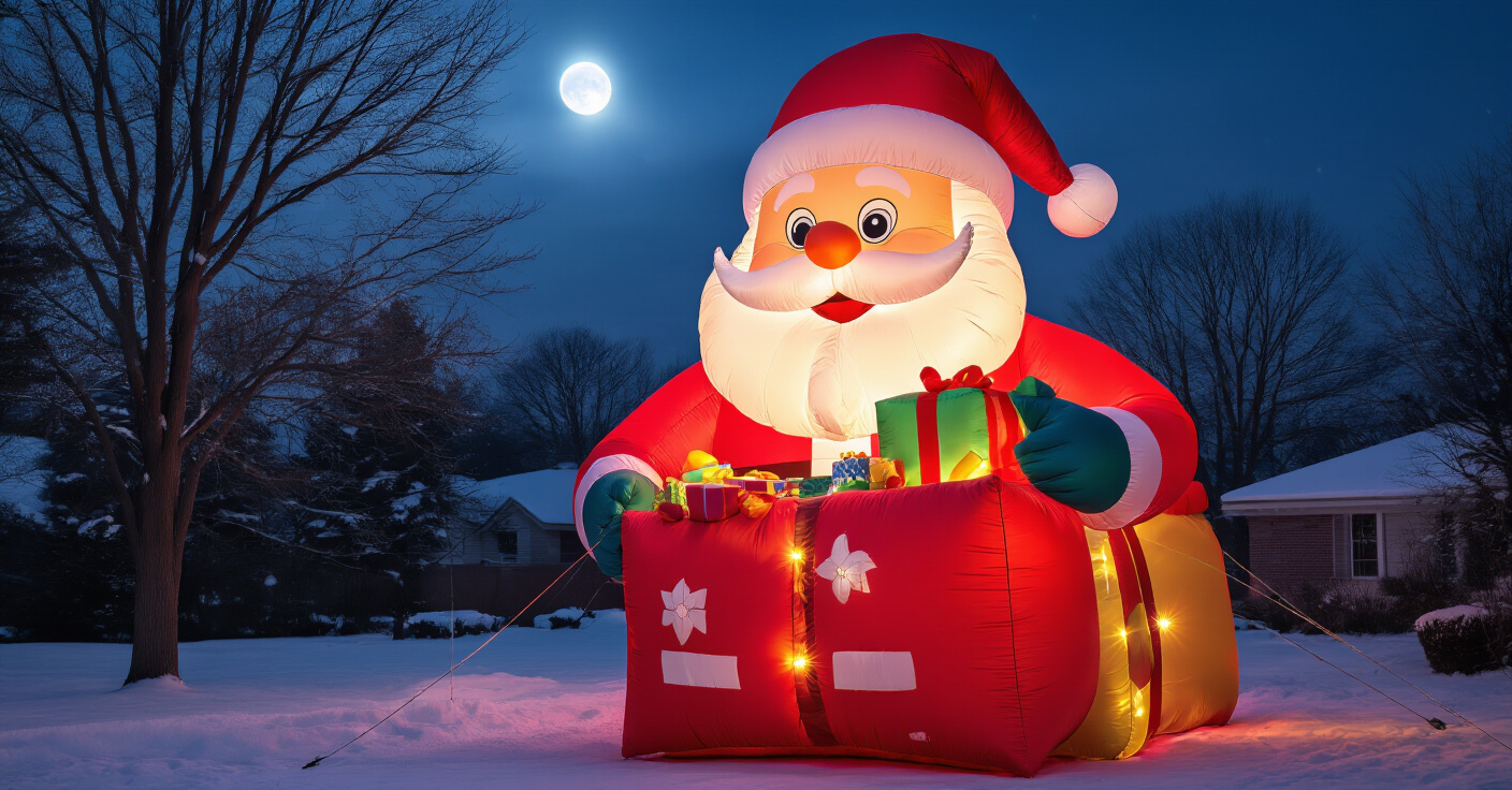 Inflatable Santa Claus With Gift