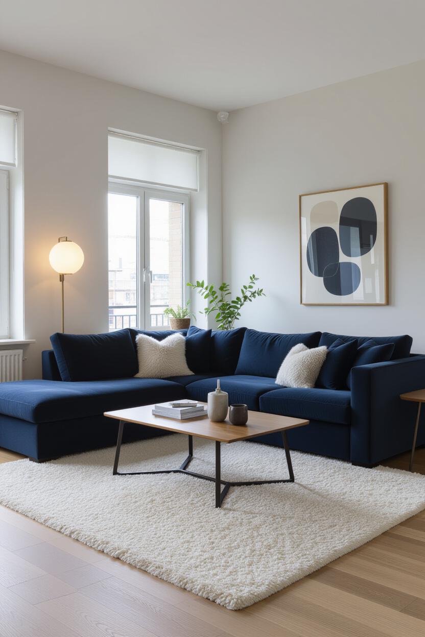 Living Room Designs Navy Blue Couch: Sophistication and Depth