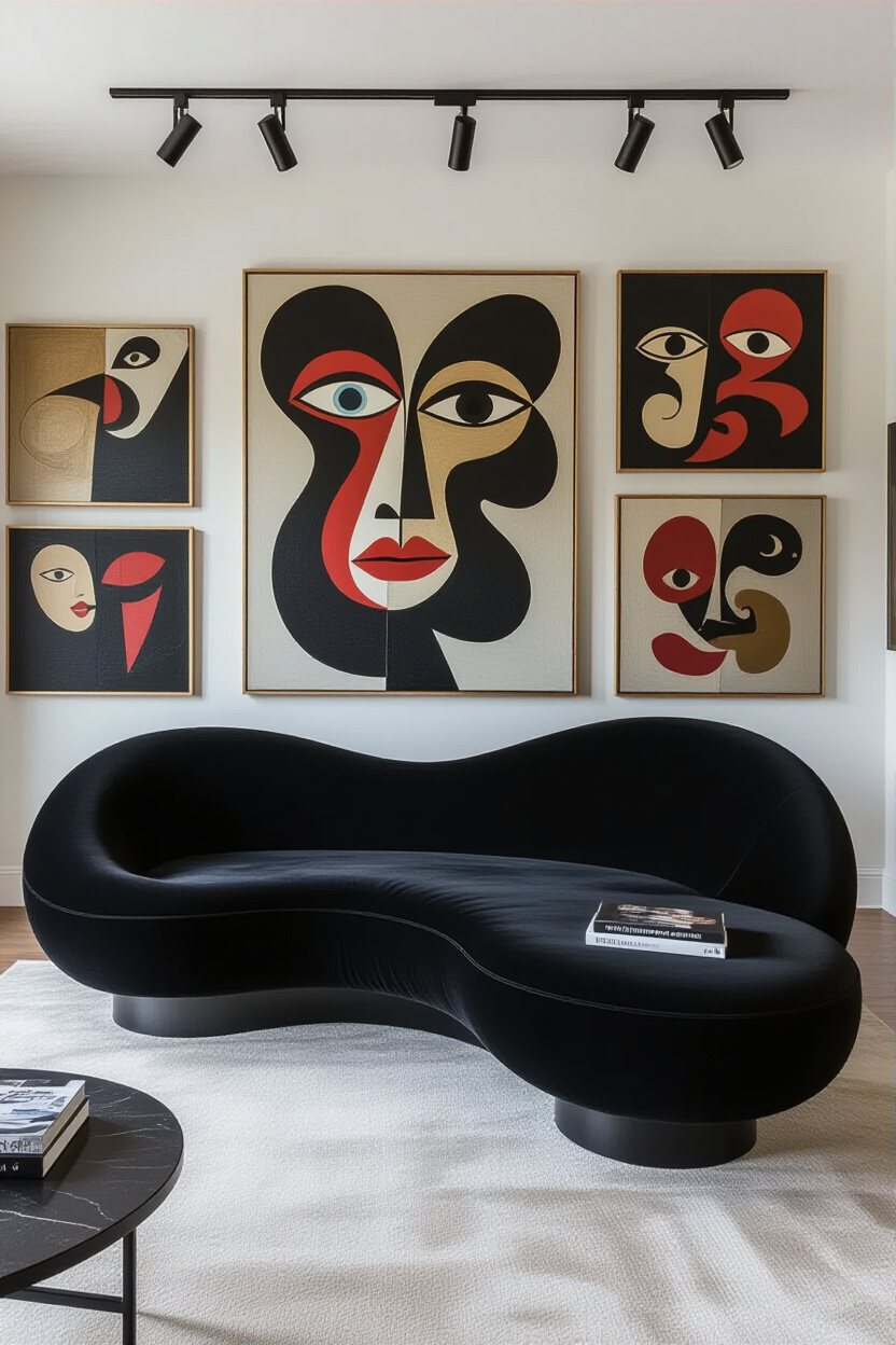 Living Room Inspiration: Black Couch Aesthetic