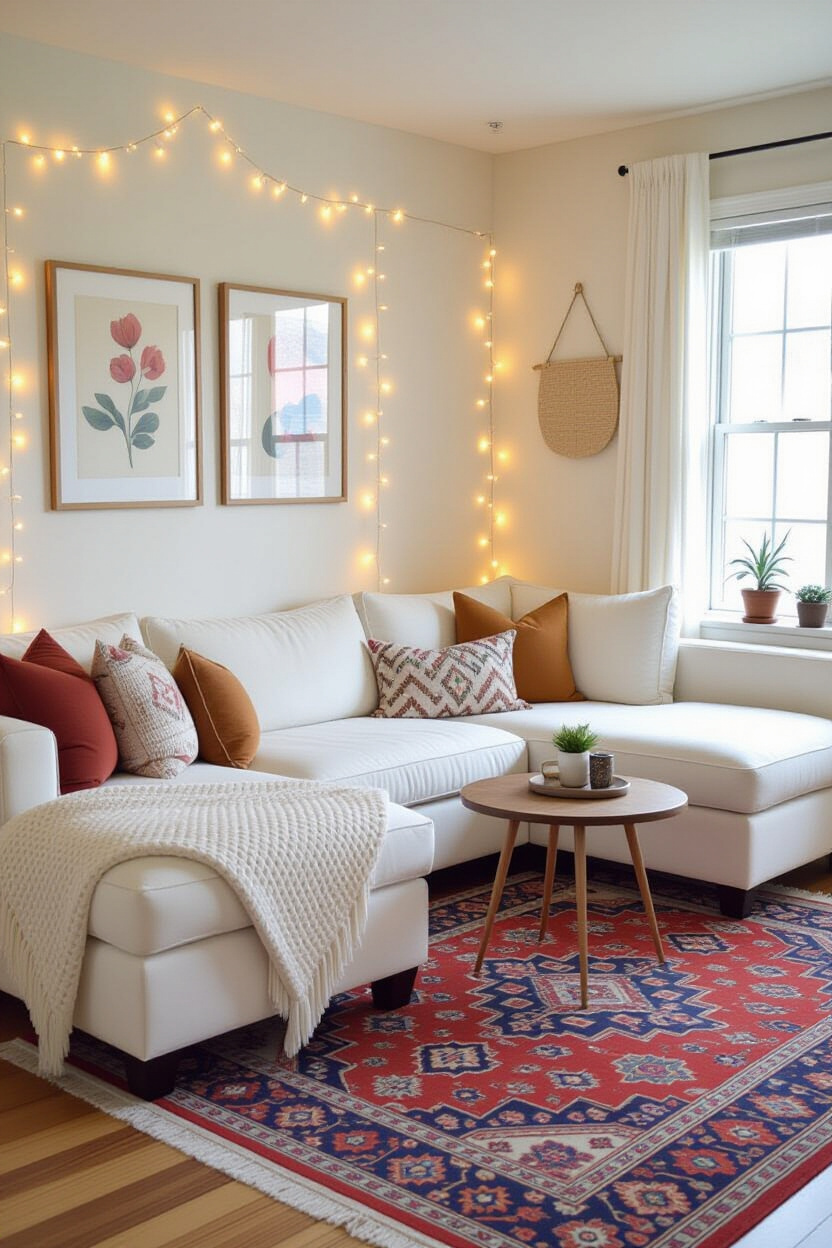 Living Room Inspiration: Cozy and Colorful White Couch Designs