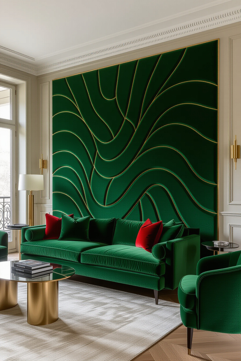 Luxury Velvet Living Room Wall