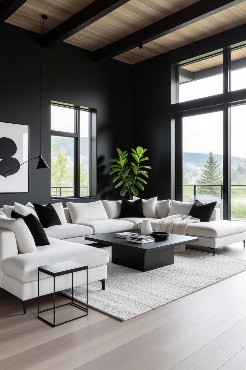 Minimalist Magic: Designing a Modern Black and White Living Room