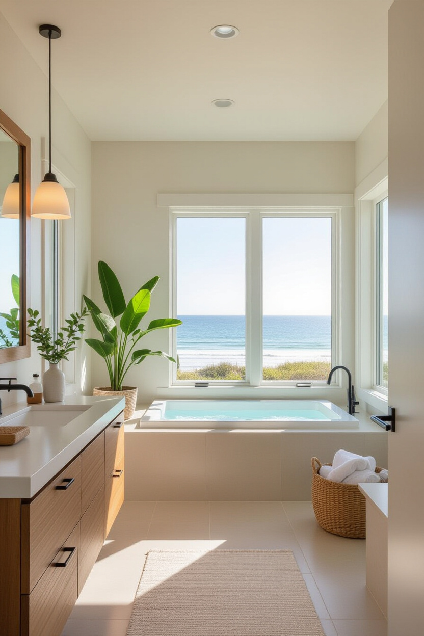 Modern Beach House Bathroom: Seaside Serenity