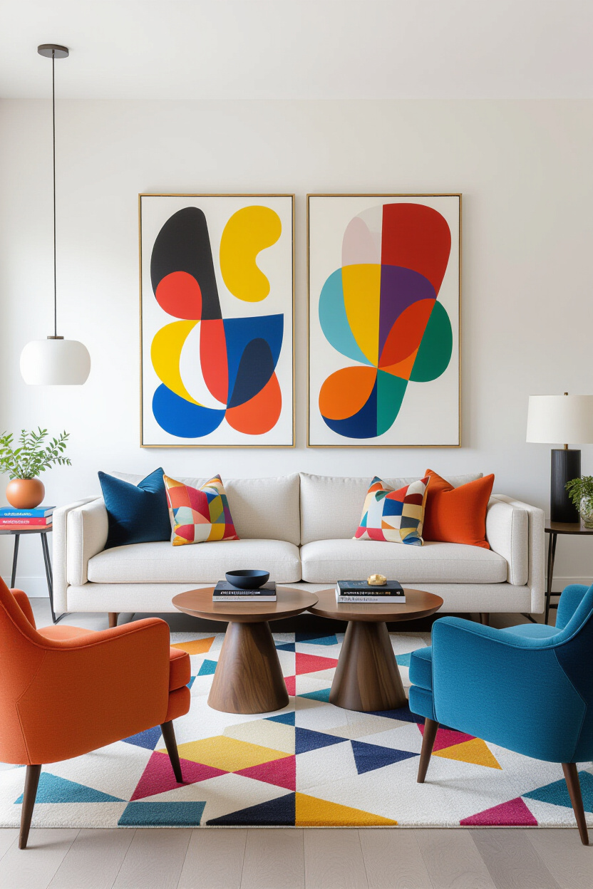 Modern Colorful Living Room: White Couch as the Anchor