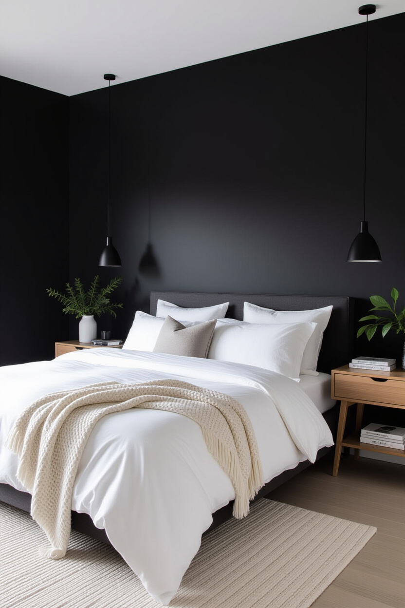 Modern Dark Bedroom: Minimalist and Chic