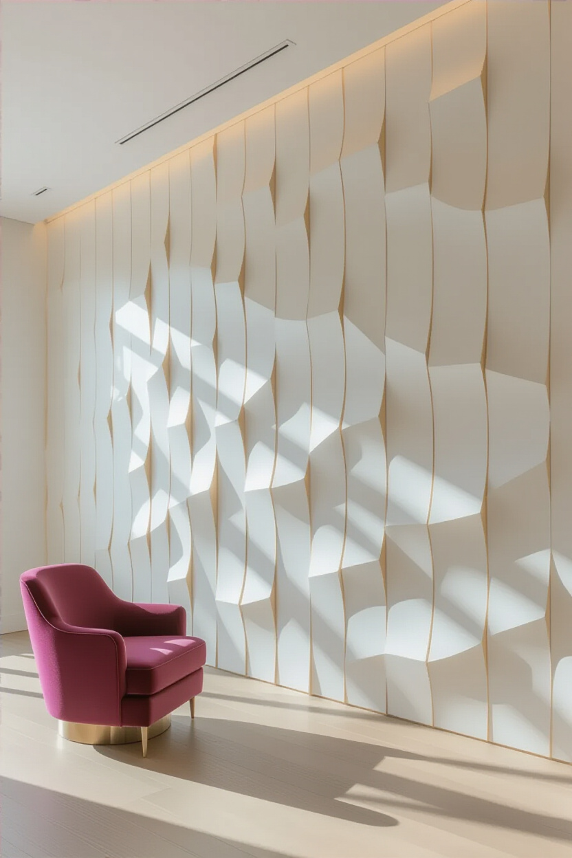 Modern Wood Slats Living Room Accent Wall