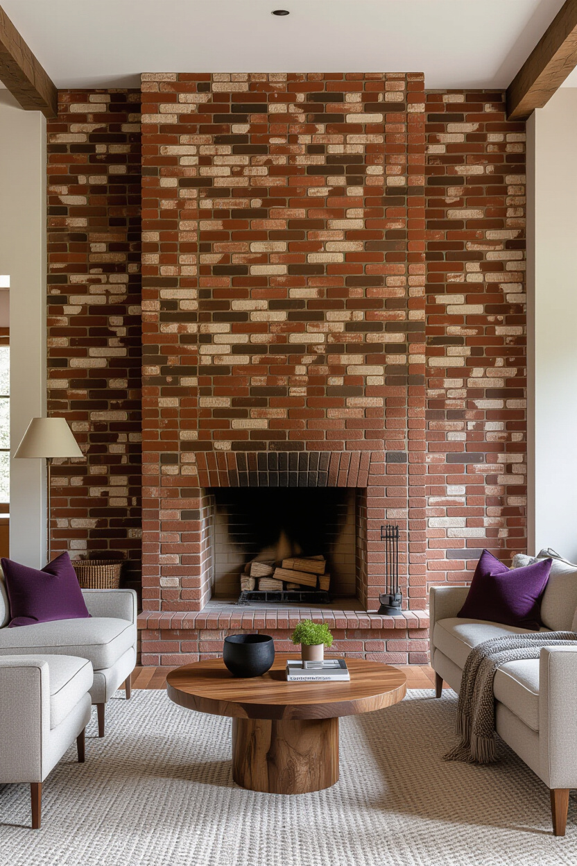 Natural Brick Living Room 3D Accent Wall