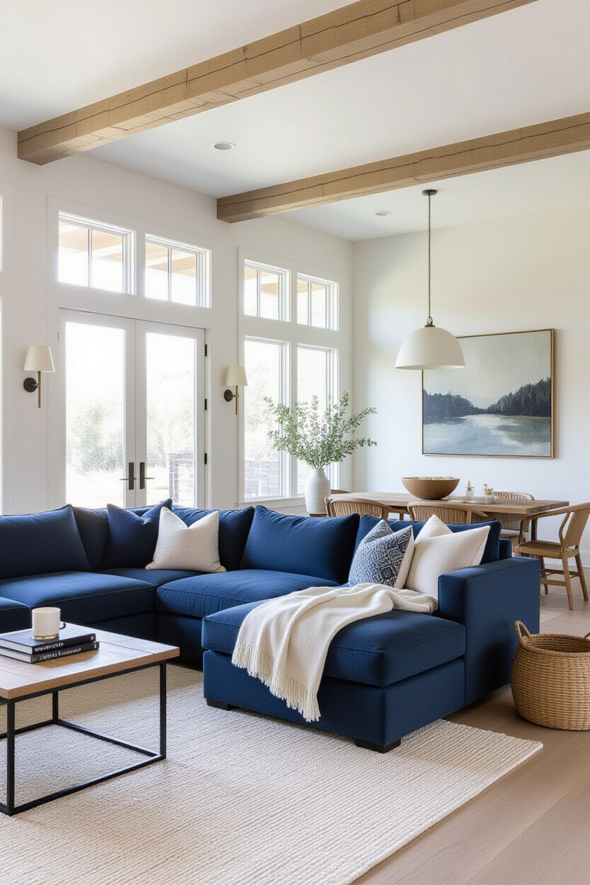 Navy Blue Sectional Living Room Ideas: Spacious and Stylish Designs