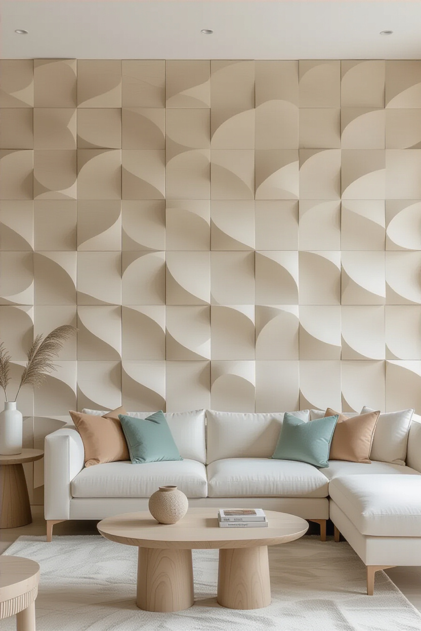 Pale Ash Living Room Wood Wall