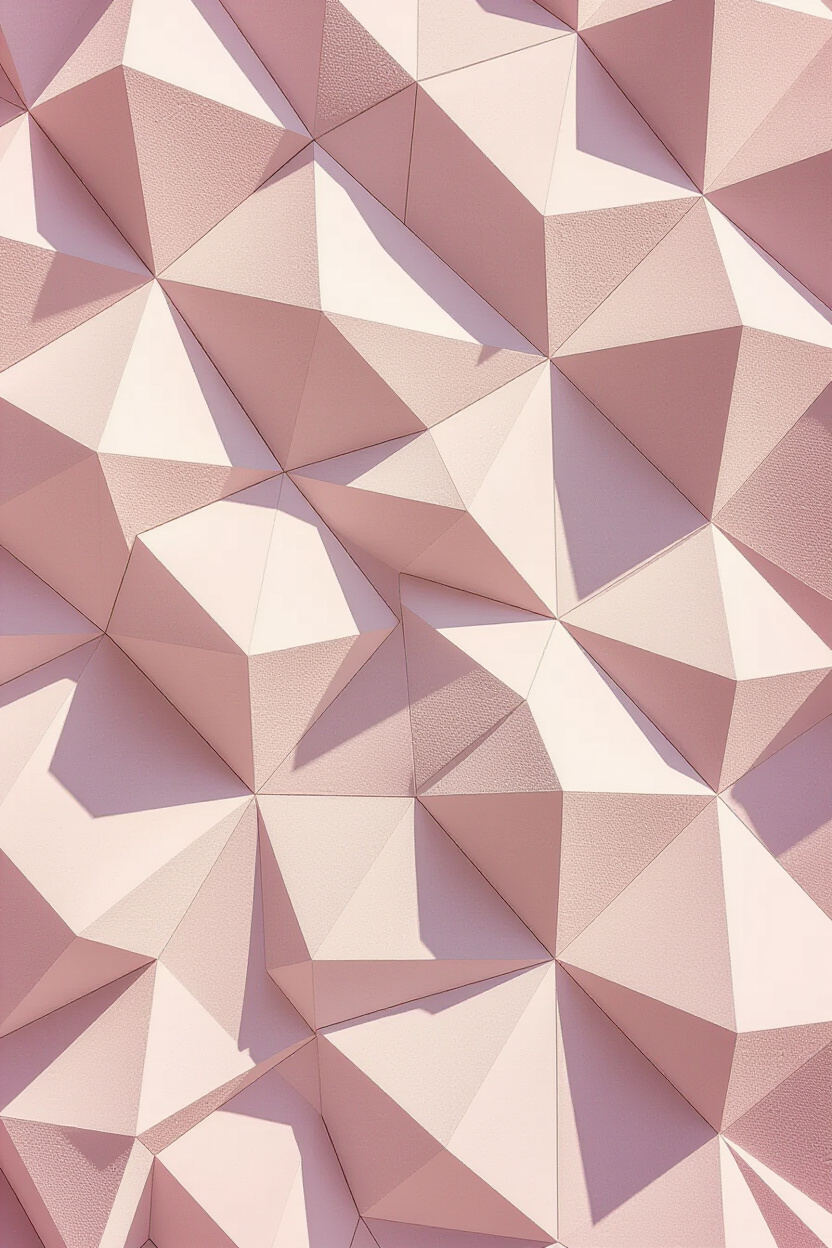 Pale Pink Geometric Living Room Wall Paneling