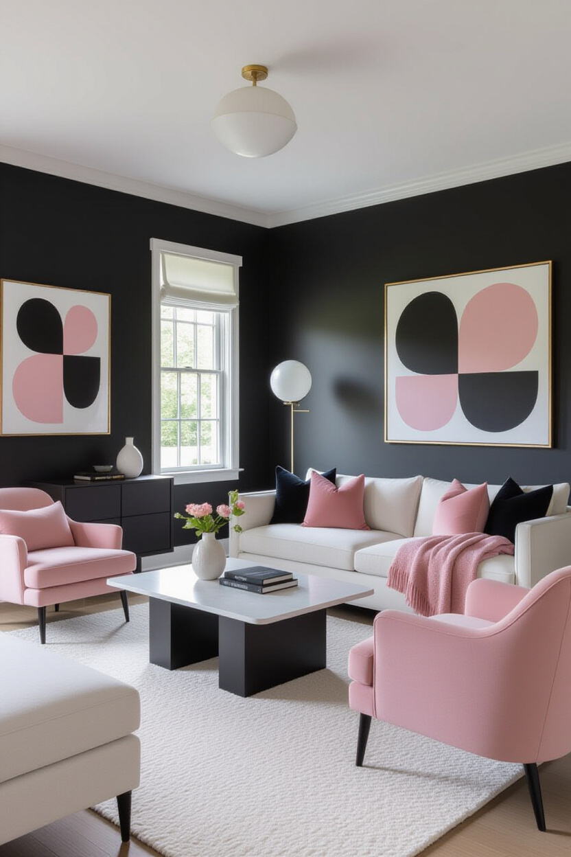 Pink & Black Perfection: Color Combinations for Black and White Room Ideas