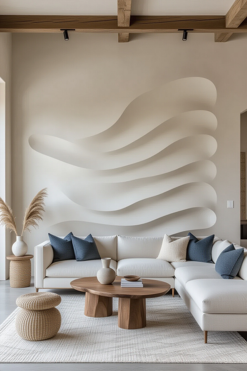 Polished Concrete Living Room Textured Accent Wall