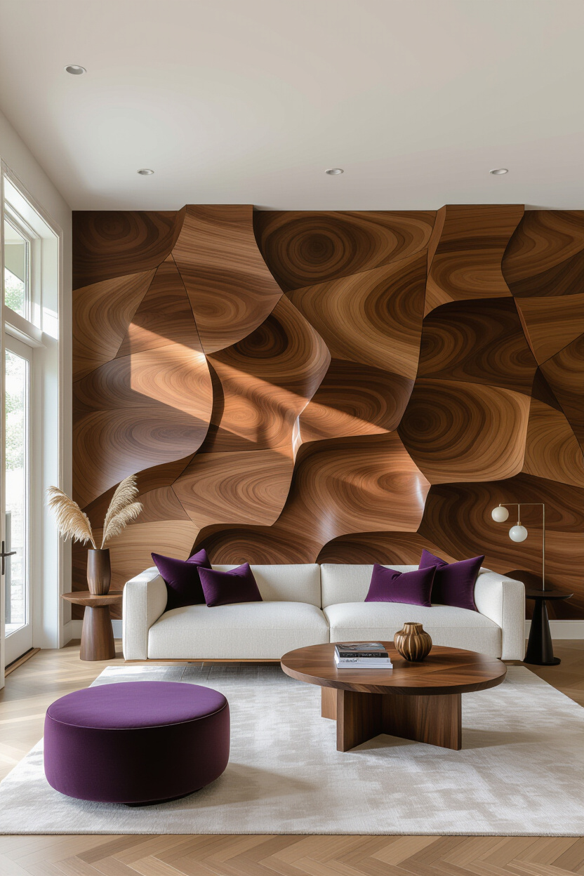 Rich Brown Living Room Wood Wall
